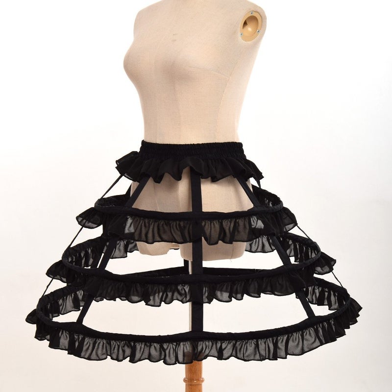 GRACEART Victorian Dress Pannier Hoop Skirt Bustle Cage Skirt (Black-3 hoops) - Image 2